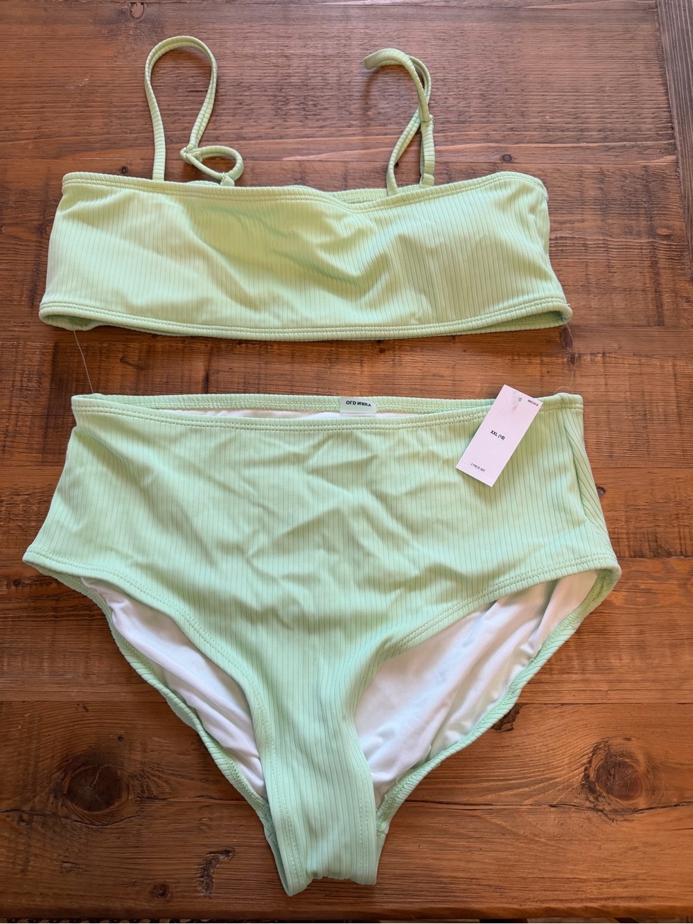 Old Navy Light Green Ribbed High-Waist Bikini Set